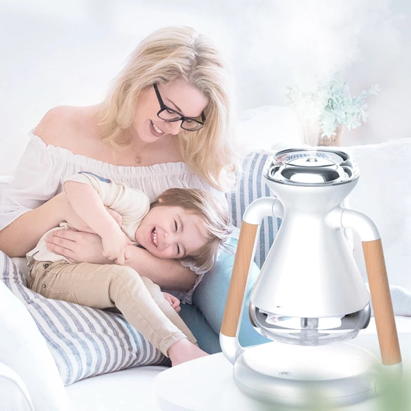 Humidifier USB Wireless Charging Desktop Ultrasonic Spray Aroma Diffuser Rotatable Home Office Mute Air Purifier