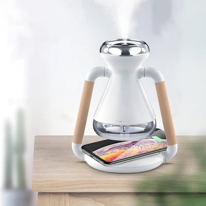 Humidifier USB Wireless Charging Desktop Ultrasonic Spray Aroma Diffuser Rotatable Home Office Mute Air Purifier