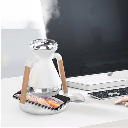 Humidifier USB Wireless Charging Desktop Ultrasonic Spray Aroma Diffuser Rotatable Home Office Mute Air Purifier