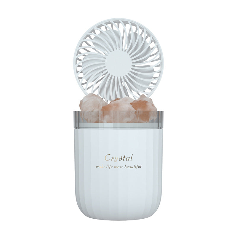 Portable Crystal Aromatheraphy Humidifier USB Wireless Aroma Essential Oil Diffuser With Adjustable Fan Warm Light Air Cooler