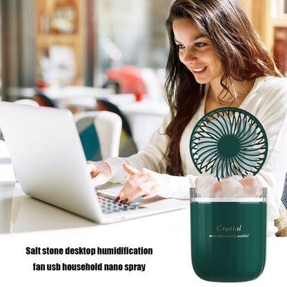 Portable Crystal Aromatheraphy Humidifier USB Wireless Aroma Essential Oil Diffuser With Adjustable Fan Warm Light Air Cooler